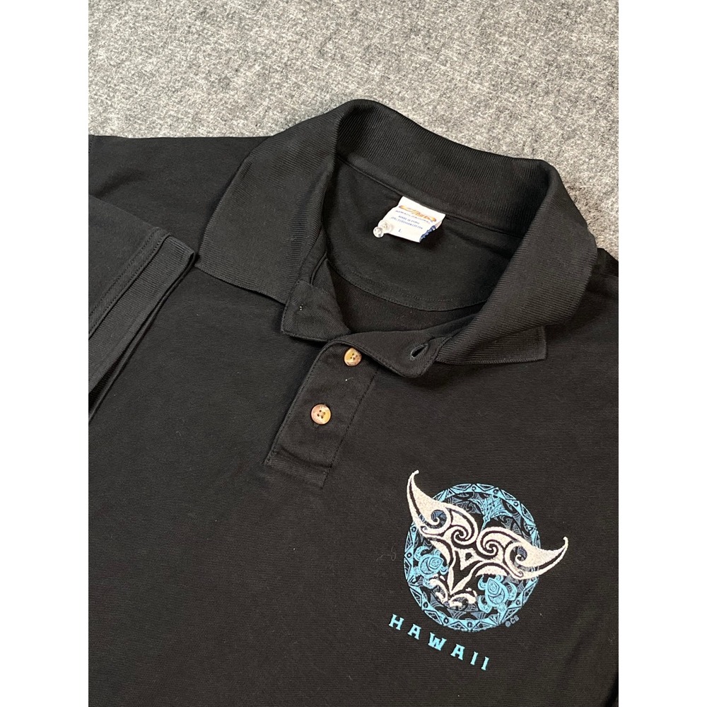 Crazy‎ Shirts Hawaii Original Black Polo Shirt Whale Logo Mens Size L